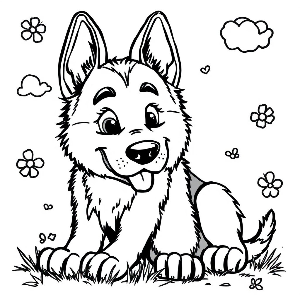 Dogs coloring page - Character German Shepherd.png 1, free printable PDF for kids