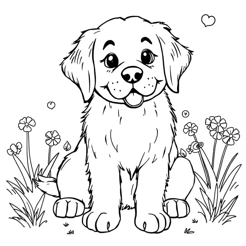 Dogs coloring page - Character Golden Retriever.png 1, free printable PDF for kids