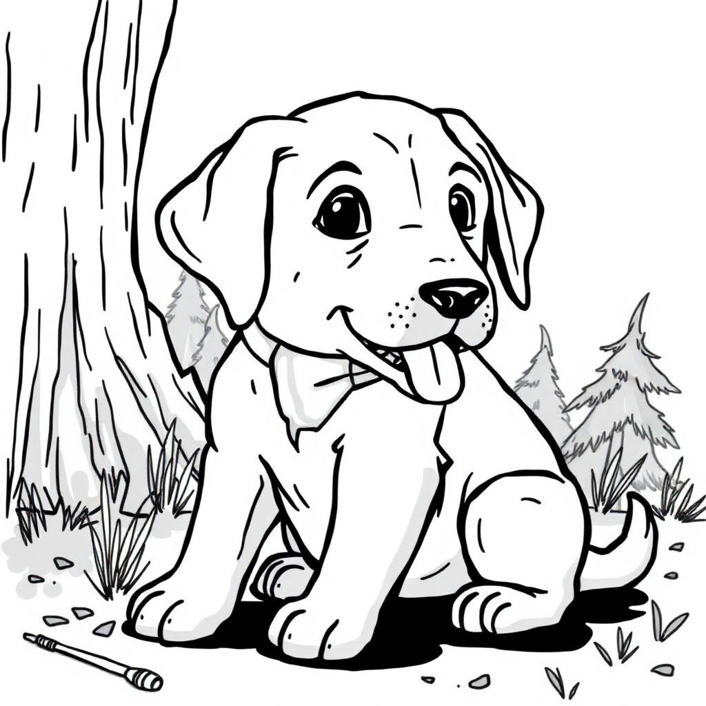 Dogs coloring page - Character Labrador Retriever.png, free printable PDF for kids